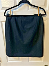 Vintage kgr Made in USA Black Wool Straight Pencil Skirt Size 12 Waist 28"