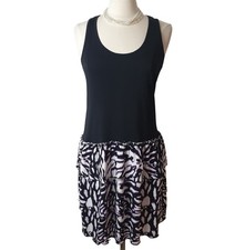 BCBGMAXAZRIA Womens Sleeveless Dress M Black White Layer Stretch Y2K Mini Party