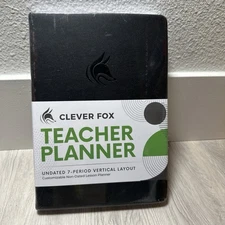 Clever Fox Undated Teacher Planner School Calendars Lesson Plans Black Hard Cove