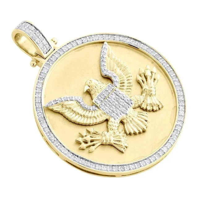 2.4Ct Round Cut Moissanite Eagle Charm Pendant 14K Yellow Gold Plated Silver - Image 3 of 4