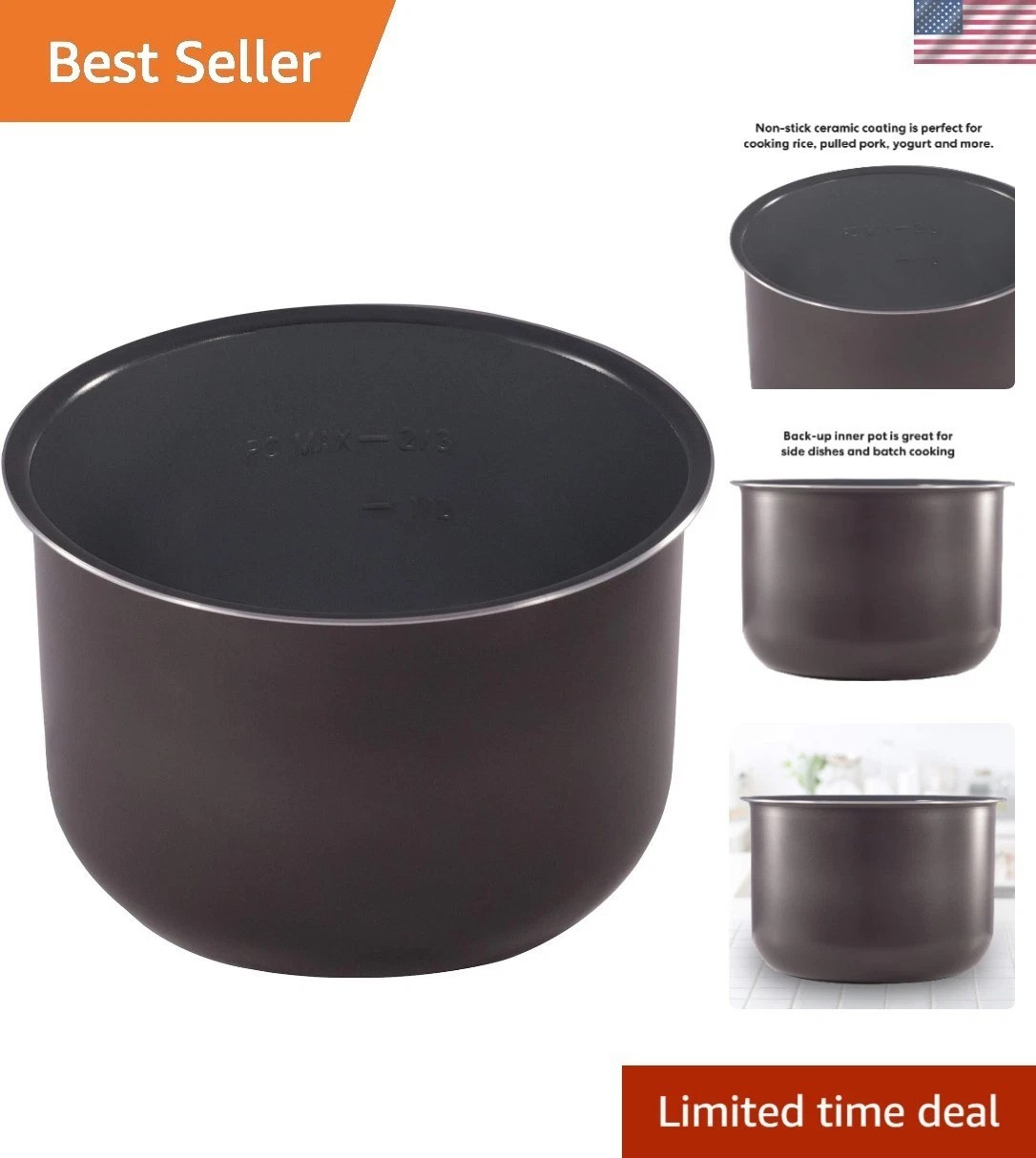 6-Qt Ceramic Inner Pot for Multi-Cookers