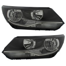 Volkswagen Tiguan Headlights Mk1 2011-2016 Black Inner Headlamps Pair Left Right