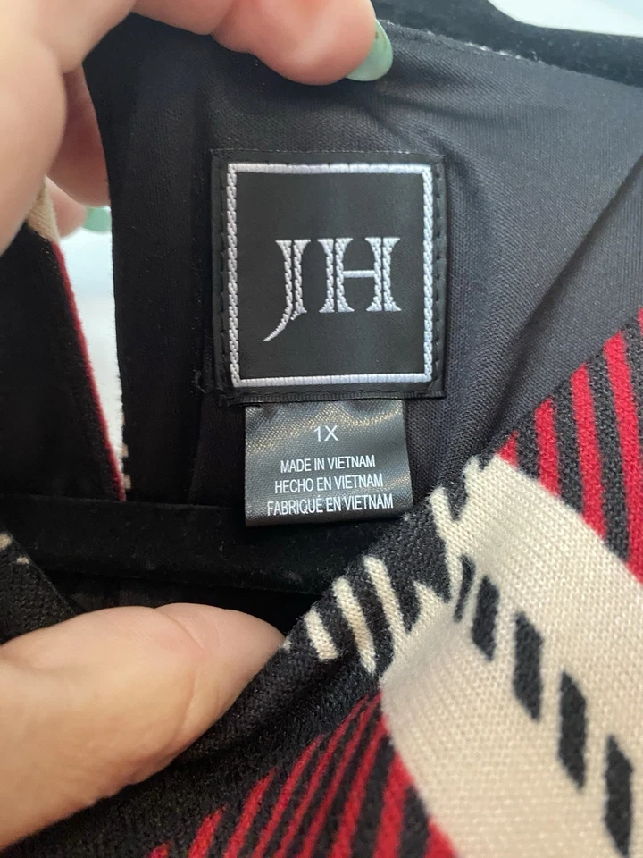 JH Jessica Howard Womens 1X Red Plaid Soft Shift Holiday Statement Dress Party - Image 2 of 4