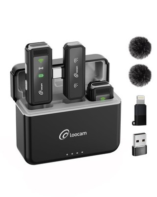 Mini Microphone for iPhone & Android with Charging Case, Wireless Lavalier Mi...