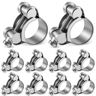 10 Pack T-bolt Hose Clamps Kit 23-25 mm Od Heavy Duty Adjustable 304 Stainles...