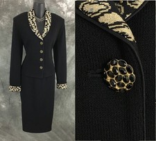 BEAUTIFUL St John evening jacket knit black rhinestones embellished blazer sz 6