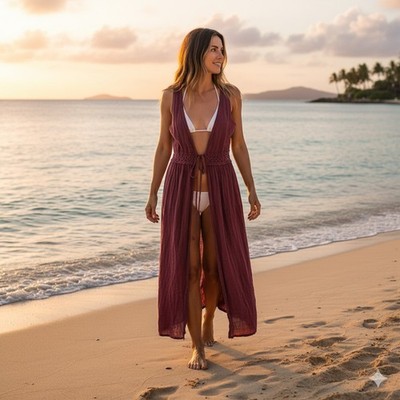 FRANCESCA  BETTINI rose Pink Cover Up, One Size. 100%linen