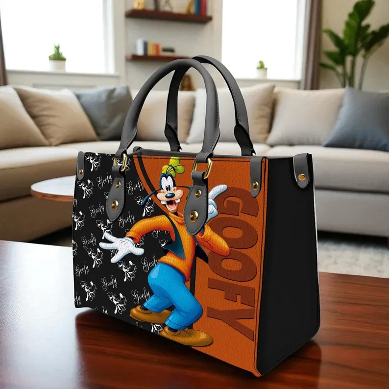 Personalized Goofy Disney Cartoon Leather Handbag, Goofy Lover's Handbag