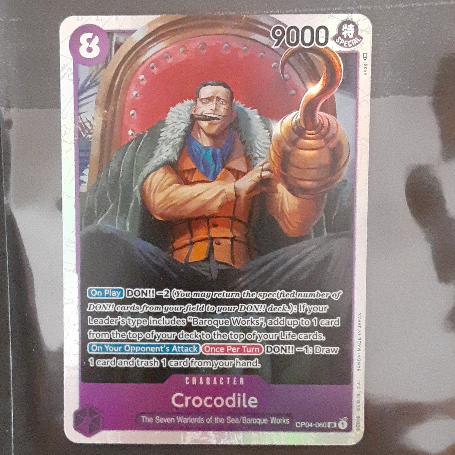 One Piece CCG Crocodile Super Rare Foil OP04-060 Kingdoms of Intrigue 9000 Namco