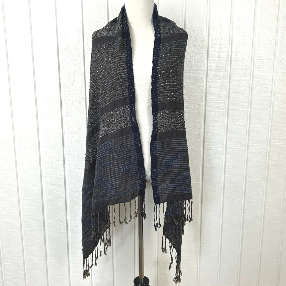 Cejón Hecho en India Boho Hada Cuello Bufanda Mantón Azul Hada Boho Hippie Foto 2 de 4