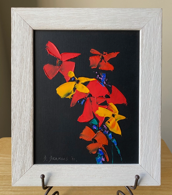 #ad DAVID DEAKINS Original Abstract Floral Oil Painting Dunster England VGUC $75.00