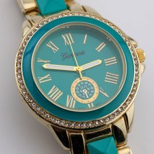 Geneva 2388 Two-Tone Quartz Analog Women's Watch Sz. 7 1/4" New Battery