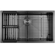 32 In. X 19 In. Undermount Single Bowl Gunmetal Black Stainless Steel Kitchen Si