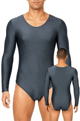 Herren Body sportlich legere lange Ärmel Druckverschluss Schritt stretch shiny - Bild 1 von 4