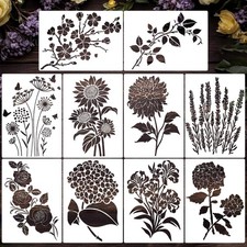 Large Flower Stencils For Painting Walls Floral Vine Sunflower Rose Wood