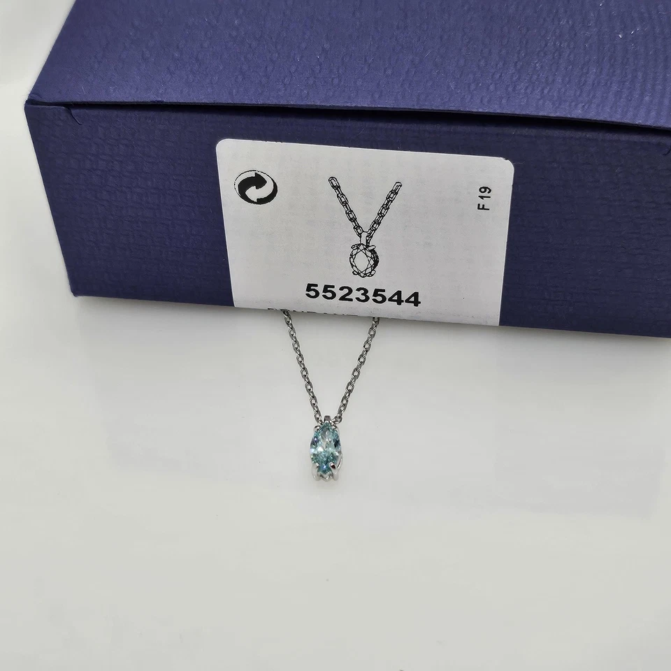 Swarovski Halskette Authentic Oval Kette Aqua Blue Türkis Rhodiniert 5523544 - Bild 3 von 4