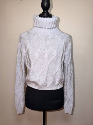 Abercrombie & Fitch Ice Blue Cable Knit Turtleneck Sweater Cozy Preppy Style