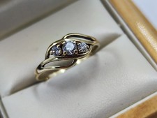 Well Made 9ct Yellow Gold Ring With Cz Size P/2 _ Hallmarked