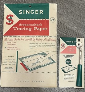 Vintage Singer Tracing Wheel & Dressmaker’s Tracing Paper Lot Made In USA Used