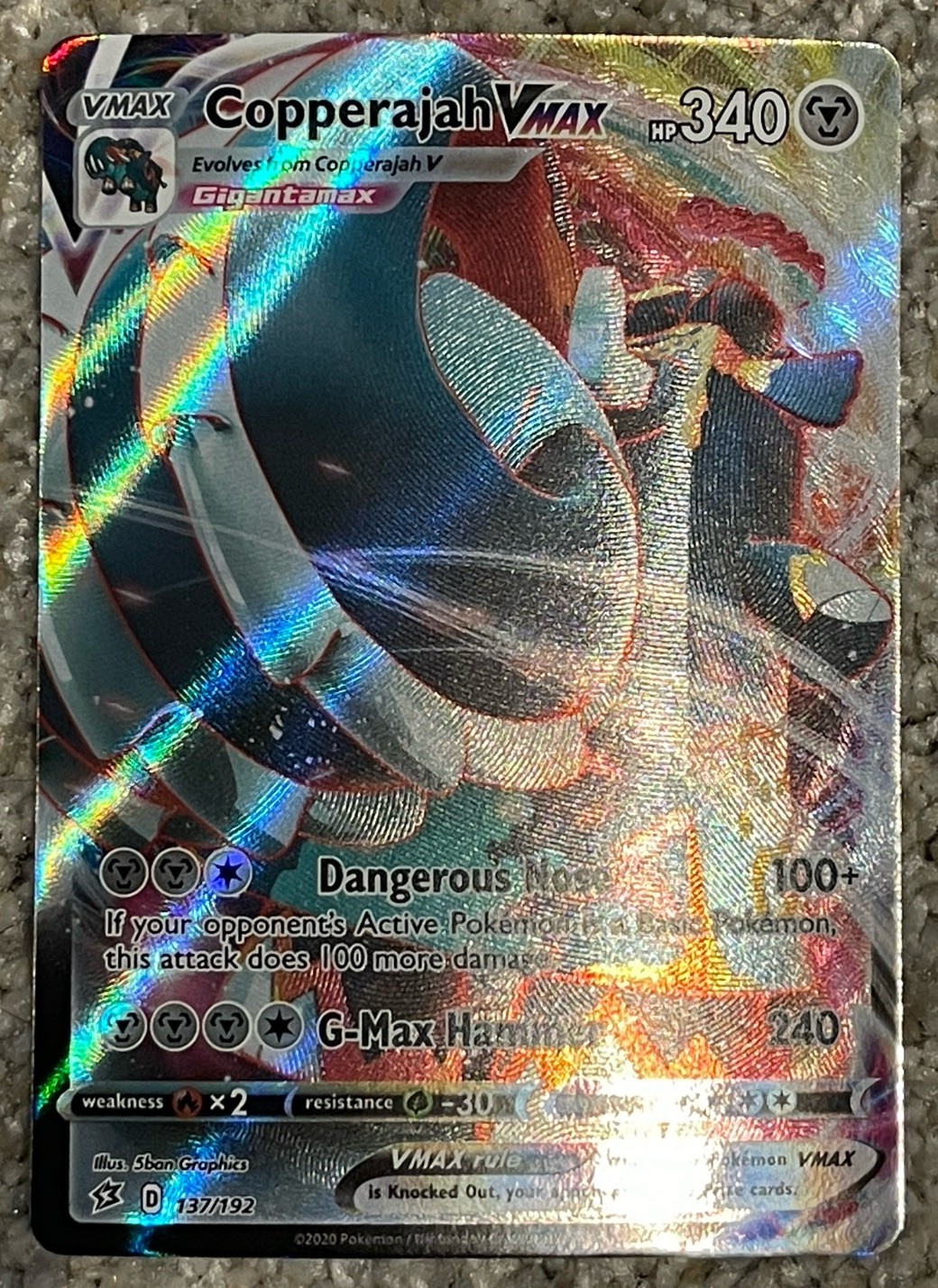 Copperajah VMAX Ultra Rare SWSH02: Rebel Clash 137/192 NM