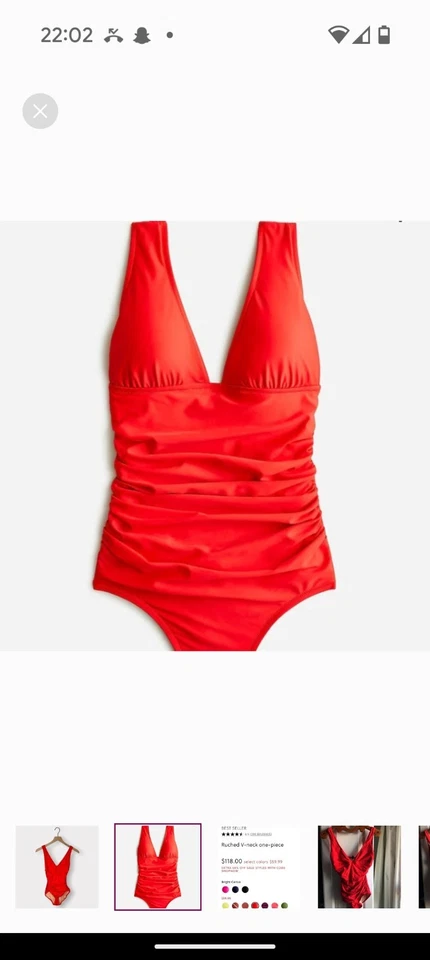 Traje de baño JCrew para mujer talla 12 acanalado cuello en V de una pieza cerise brillante nuevo con etiquetas Foto 2 de 4