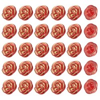 30 StüCk Rosen-BlumenknöPfe, Niedliche KnöPfe FüR Kleidung, Rot/Gold FüR Rose