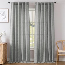 Light Grey Linen Curtains 72 Inch Length, Light Filtering Privacy Curtains fo...