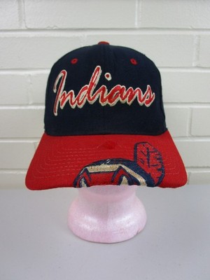 Vintage Cleveland Indians Starter Big Logo Brim Wool Chief Wahoo Snap Back Hat