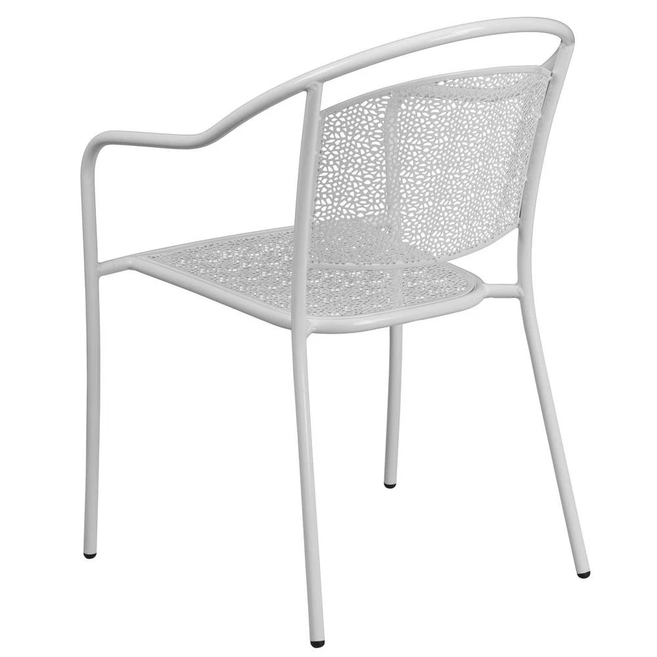 Commercial Grade White Indoor-Outdoor Steel Patio Arm Chair with Round Back - Image 3 of 4