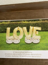 New Love Foil No Helium Required Balloons 66” X 32” AirLoonz Gold And White