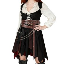 Renaissance Belt Medieval Thin Viking Style Pirate Belt for with Gold Chain F...