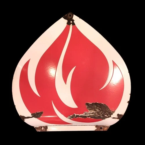 Original Porcelain Standard Flame Sign / Amoco Flame Signs / Vintage Petroliana