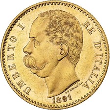 [#489697] Italy, Umberto I, 50 Lire, 1891, Rome, Gold, AU(55-58), KM:25