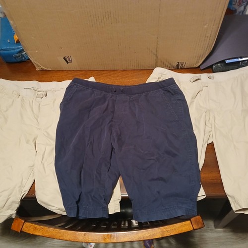 Izod Drawstring Pull On Flat Uniform Shorts Beige/Navy Boys Husky Size XL 18-20 - Picture 2 of 6