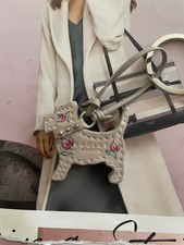 Radley Cream Leather Dog Tag / Bag Charm / Key Ring.