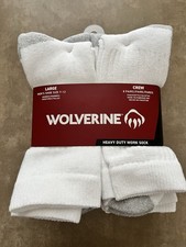 Wolverine 6 Pair Crew White Socks - Size: Men's 7-12
