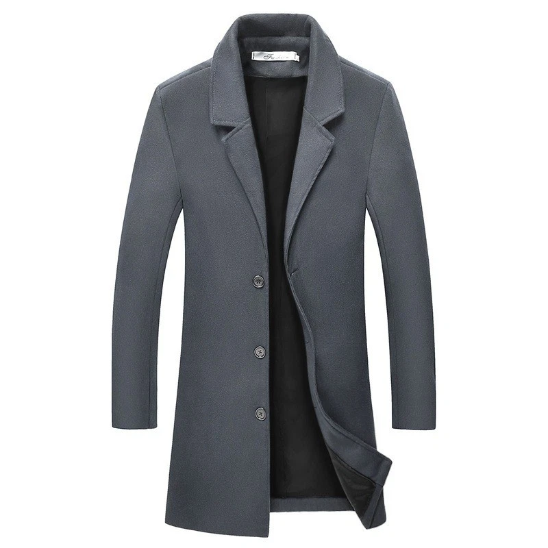 Woolen coat solid color lapel coat trench coat image 1