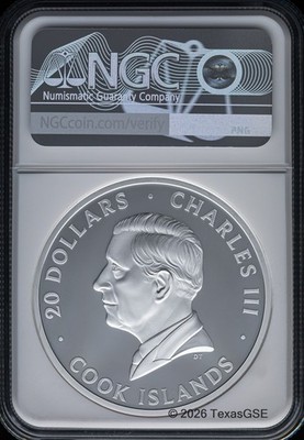2026 Cook Islands 3oz Silver $20 Thunder Dragon NGC PF70 First