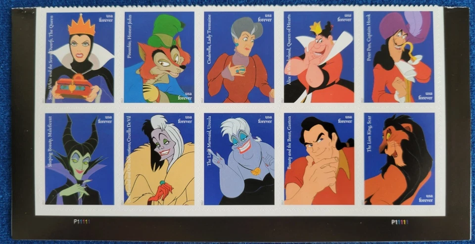 US Stamps 2017 Disney Villains MNH Forever Set Of 10 Scott 5213-5222 FV=$7.80 - Image 2 of 3