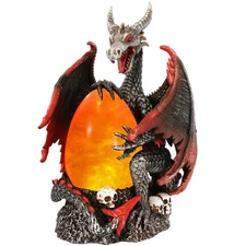Evil Dragon Snow Globe Statue, Illuminated Water Filled Egg, Rotating Mist Ef...