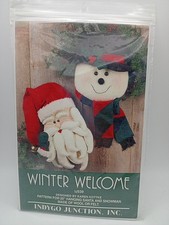 Indygo Junction Patterns Winter Welcome Santa Snowman Wall Hanging Wool Or Felt
