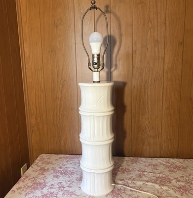 Vintage White Ceramic Tiered Stacked Bamboo Table Lamp Hollywood Regency MCM