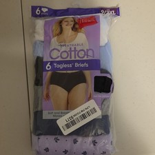 Hanes Women's Cotton Tagless Brief Panties 6 Pack Size 9/2XL Multicolor