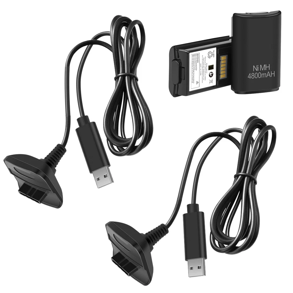 2x Wiederaufladbare Batterie Akku für Xbox 360 Wireless Controller mit Ladegerät - Bild 3 von 4