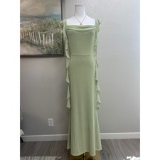 Cider Sage Green Ruffle Maxi Dress Fairycore Garden Party Cottagecore Size L
