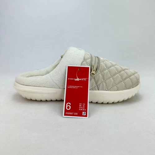 Nike Sandali Donna 6 Burrow SE Trapuntati Slip On Mule Pantofole DQ0667 100 Bianco