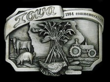 TG15127 NOS VINTAGE 1984 IOWA STATEHOOD COMMEMORATIVE SISKIYOU BELT BUCKLE
