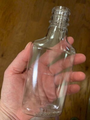 200 ml Clear PET Flask Bottle with Black Tamper Evident Cap. Set of 10.