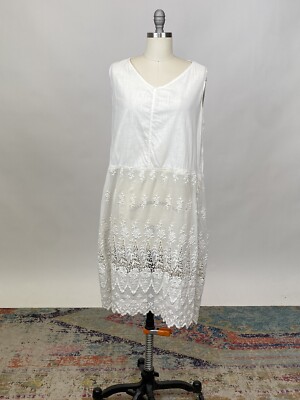 Antique Edwardian White Cotton Slip Dress Floral Embroidered Skirt AS IS | eBay Antique Edwardian White Cotton Slip Dress Floral Embroidered Skirt AS IS | eBay