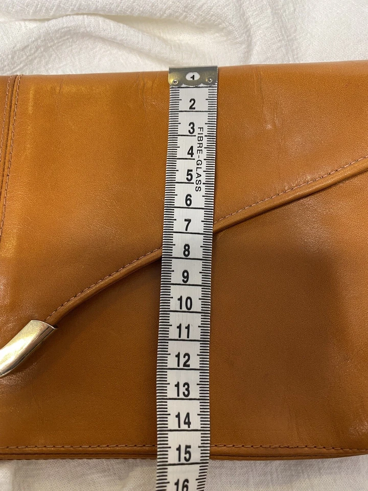 Bolso clutch rectangular vintage años 70 “RONES” cuero marca australiana icónica marrón tostado Foto 3 de 4